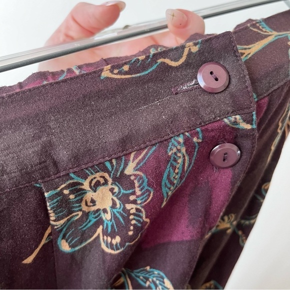 Vintage 90s Sag Habor Purple Floral Button Front Midi Skirt L - Picture 2 of 4